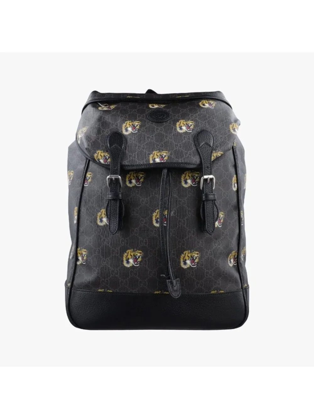 Gucci Interlocking Black GG Supreme Canvas Leather Backpack